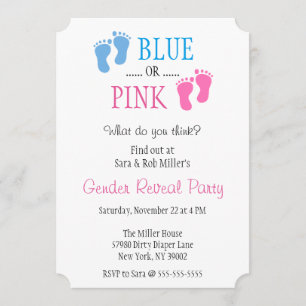 Empreinte bleu ou rose jolie Invitation de la révé