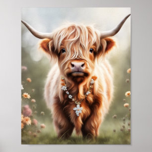 Empreinte d'art de la vache de Boho Highland, déco