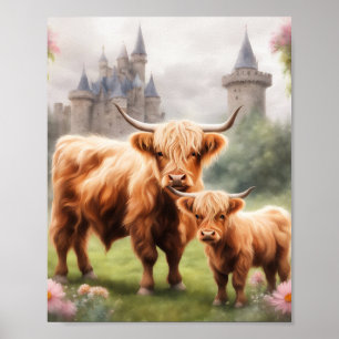Empreinte d'art de la vache de Boho Highland, déco