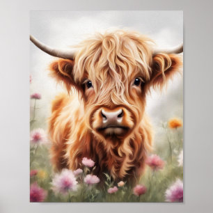 Empreinte d'art de la vache de Boho Highland, déco