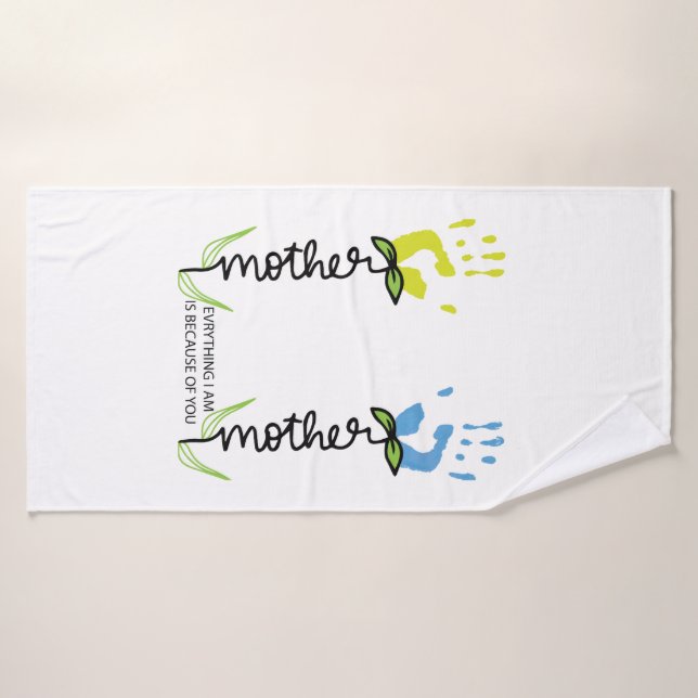 Empreinte de jour des mères personnalisée (Serviette de bain)