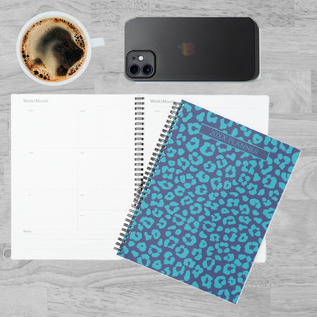 Empreinte de léopard bleu (Blue Leopard Print Planner)