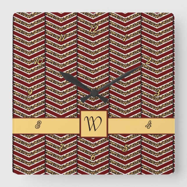 Empreinte de léopard Chevron Horloge (Recto)