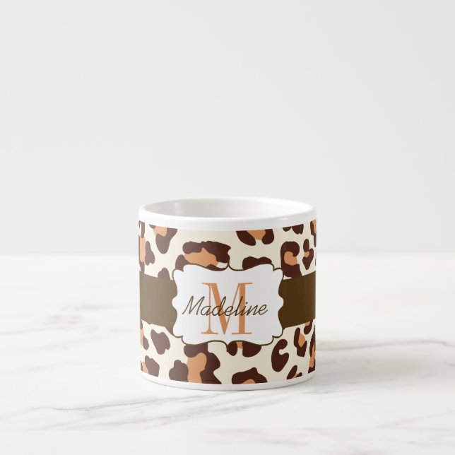 Empreinte de léopard Crème Tan Brown Espresso Mug (Devant)