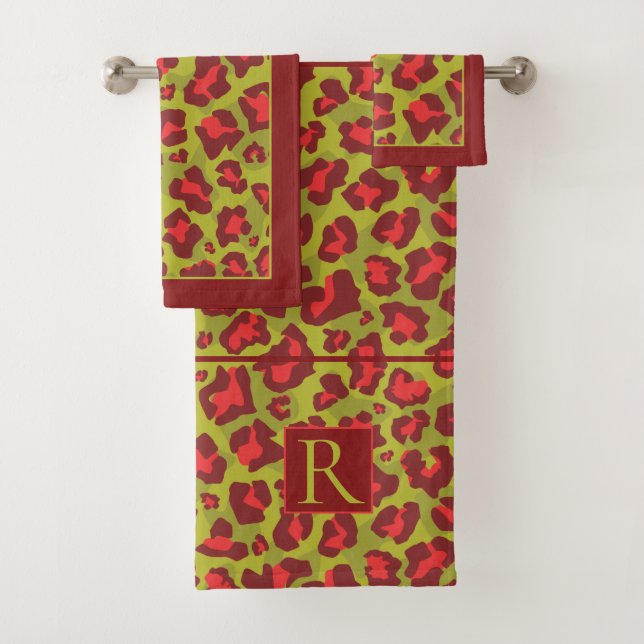 Empreinte de léopard et monogramme rouge et vert (En situation)