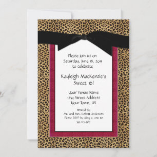 Empreinte de léopard et sucré rose 16 Invitation
