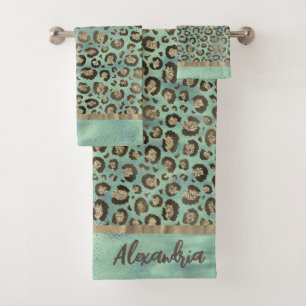 Empreinte de léopard Glittery sur Vert brillant