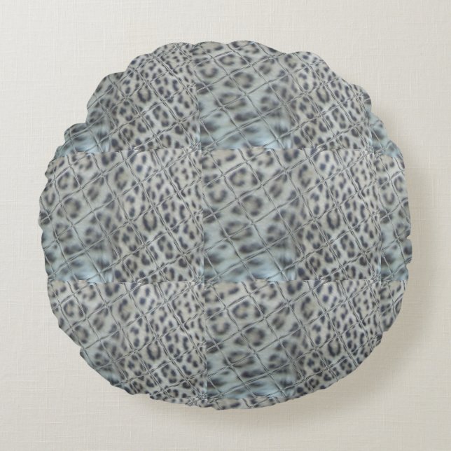 Empreinte de léopard Graphic Art Round Coussin (Devant)