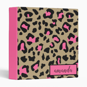 Empreinte de léopard HotPink Monogramme Classeur