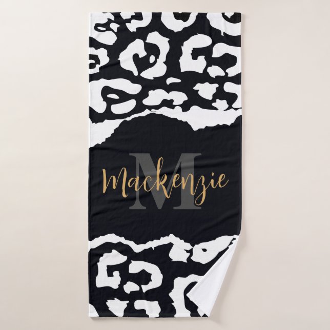 Empreinte de léopard noir et blanc (Serviette de bain)