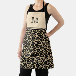 Empreinte de léopard noir et tan   Tablier monogra