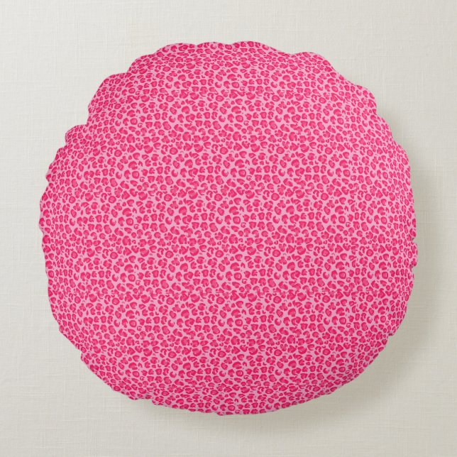 Empreinte de léopard rose Cheetah coussin rond (Devant)