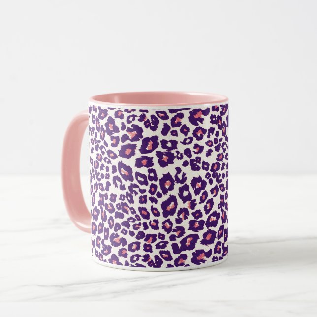 Empreinte de léopard rose et pourpre, Mug sauvage (Devant gauche)