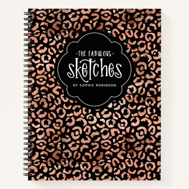 Empreinte de léopard Rose Gold Foil Carnet de carn (Devant)