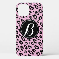 Empreinte de léopard rose iPhone 12 coque avec mon