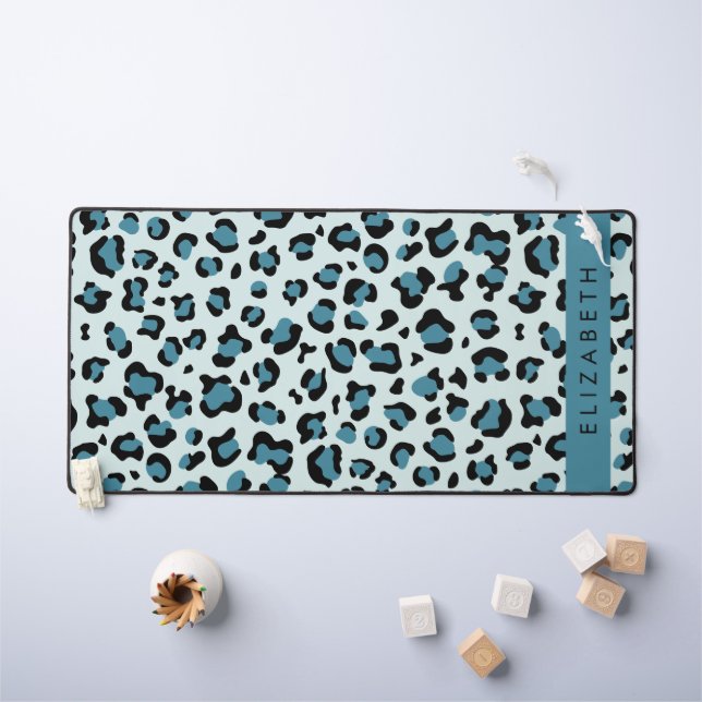 Empreinte de léopard, Spots, Leopard Bleu, Votre N (Tableau pour enfants)