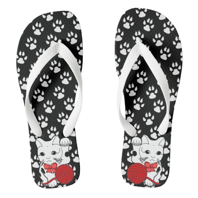 empreinte de patte de chat mignon avec des tongs d (Semelle)