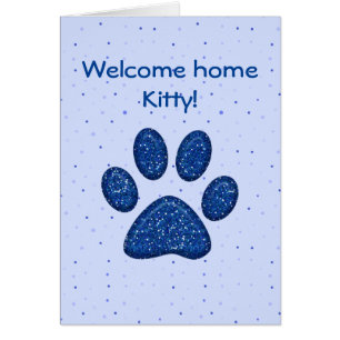 empreinte de patte de chat mousseux - bleu