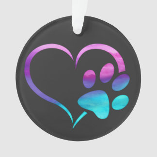 Empreinte de patte de chien cyan pourpre Cœur