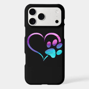 Empreinte de patte de chien cyan violet Cœur 