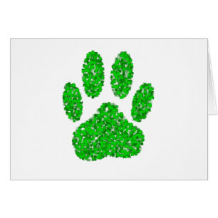 Empreinte de patte de chien de feuillage vert