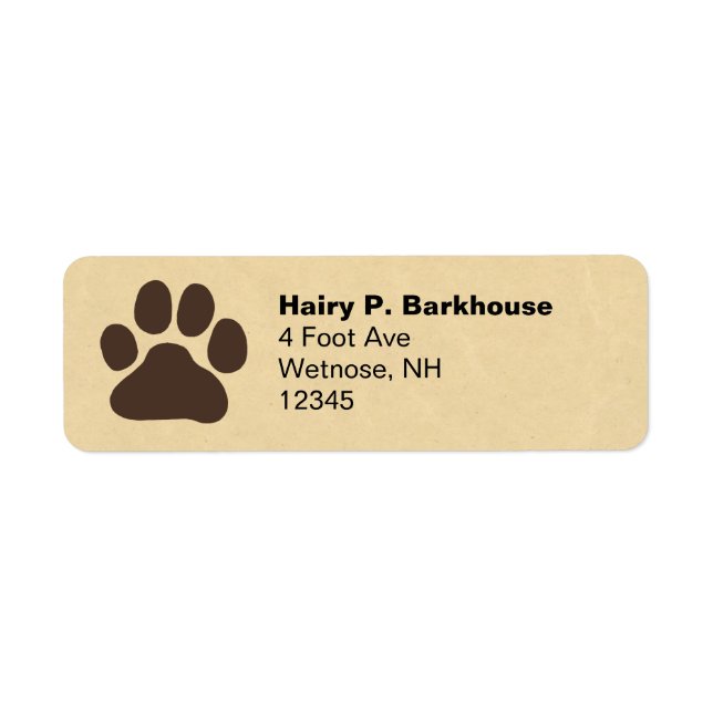 Empreinte de patte de chien Étiquettes d'adresse d (Devant)