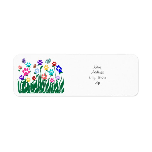 Empreinte de patte jardin de fleurs retour étiquet (Devant)