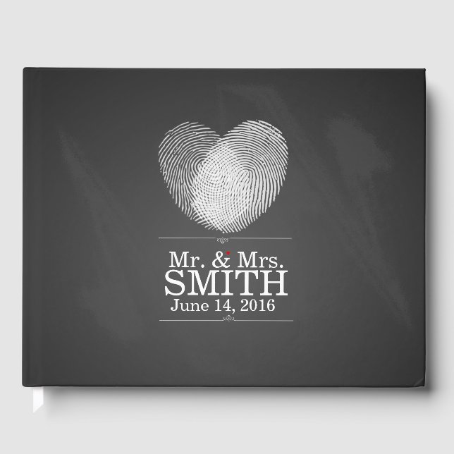 empreinte digitale coeur fête/mariage Livre d'or (Recto)
