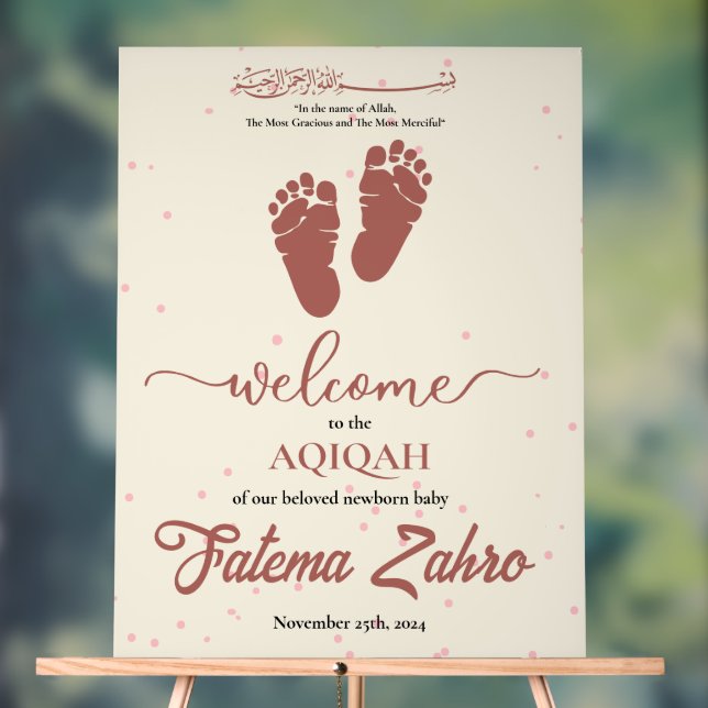Empreinte Enfant nouveau-né fille musulmane Aqiqah (Neutre)
