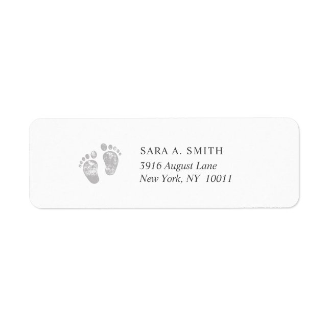 Empreinte Gris Baby Retourner Adresse Étiquette (Devant)