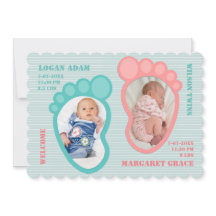 Empreinte jumelle Faire-part bébé