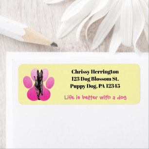 Empreinte rose Sur Chien Malinois Belge / Jaune
