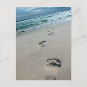 Empreintes dans la carte postale de sable