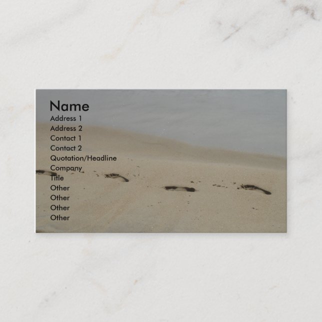Empreintes de pas dans le carte de visite de sable (Devant)