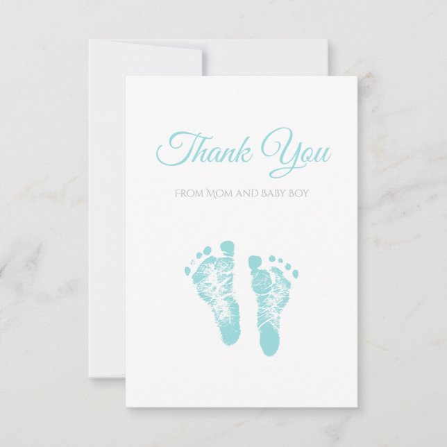Empreintes de pas simples de bleu de Merci de baby (Devant)