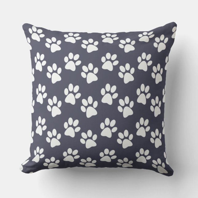 Empreintes de pattes blancs Design Coussin extérie (Recto)