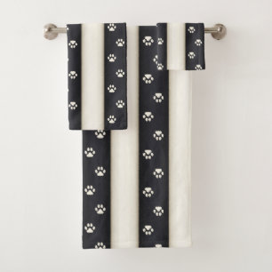 Empreintes de pattes de chats noir & blanc d'antiq