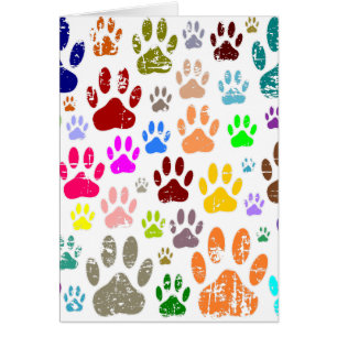 Empreintes de pattes de chiens colorés en détresse