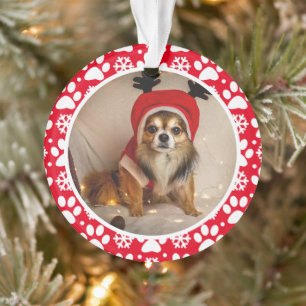 Empreintes de pattes et Snowflakes Frame Custom Pe