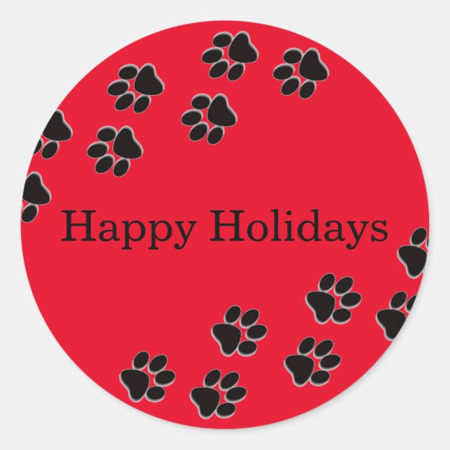 Empreintes de pattes rouges - Sticker en cercle (Devant)