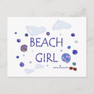 Empreintes filles de plage Carte postale Blue Be