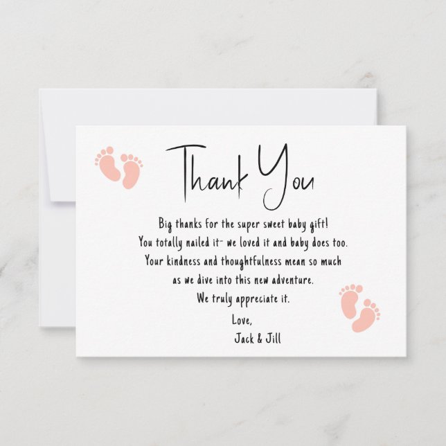 Empreintes pour bébés roses Carte de remerciements (Devant)