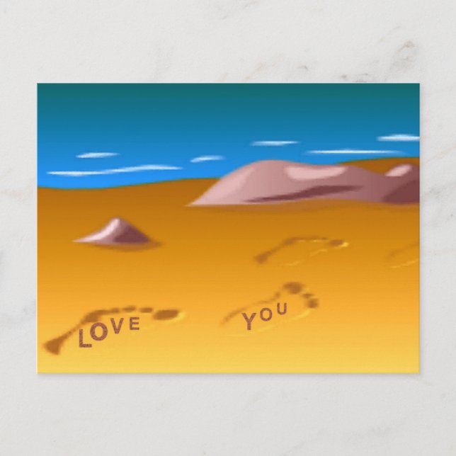 Empreintes sur la carte postale de plage (Devant)