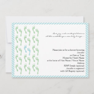 Empreintes vertes et bleues Baby shower Invitation