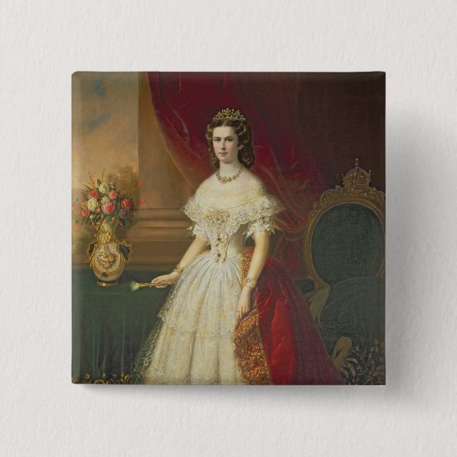 Empress Elizabeth of Bavaria , 1863 2 Inch Square Button (Front)