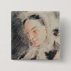 Empress Eugénie (black & red chalk) 2 Inch Square Button