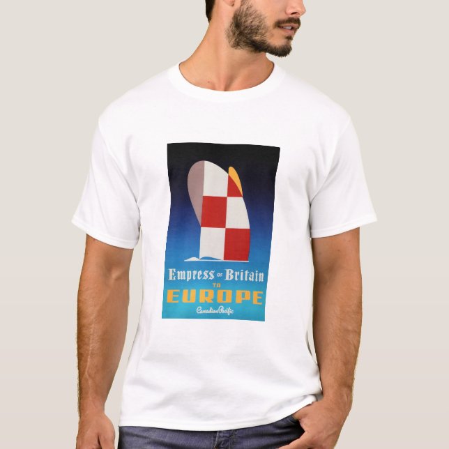 Empress of Britain to Europe Old Steam Ship Travel T-Shirt (Front)