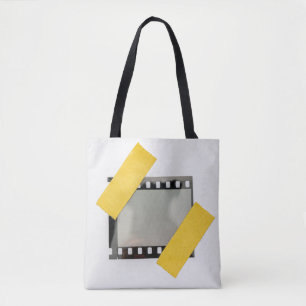 Empty 35mm film frame, yellow strips. tote bag