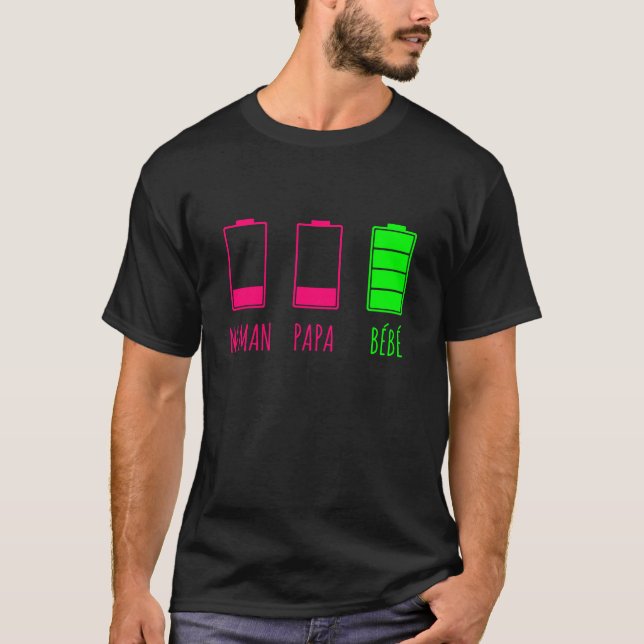 Empty Battery Daddy Mum And Baby T-Shirt (Front)