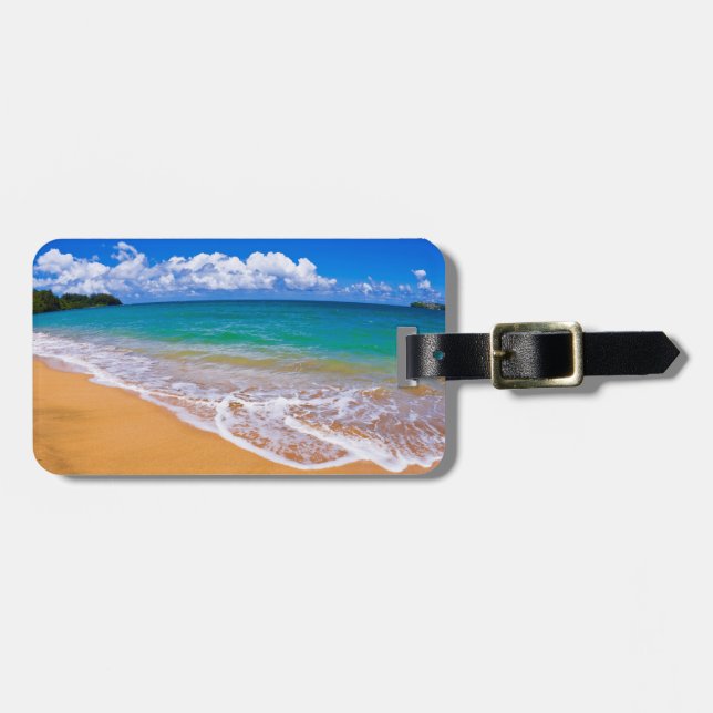 Empty Beach And Blue Waters Luggage Tag (Front Horizontal)